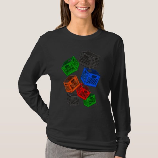 牛乳箱ブロック石ゲームティー挑戦3 Tシャツ (正面)