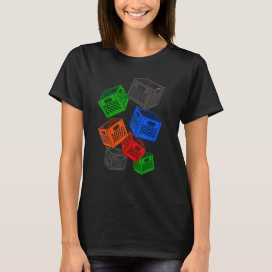 牛乳箱ブロック石ゲームティー挑戦3 Tシャツ (正面)