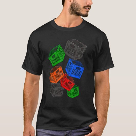 牛乳箱ブロック石ゲームティー挑戦3 Tシャツ (正面)