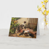 牛乳鉢の猫 | ジュリアス・アダム カード (黄色い花)