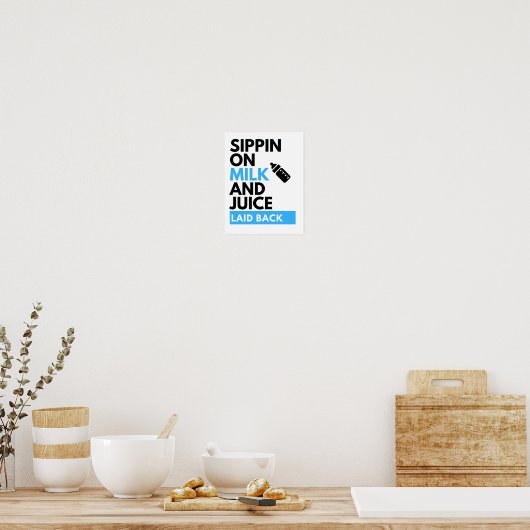 牛乳&ジュースのサイピン|かわいい男の赤ちゃんヒップホップテーマ ポスター (キッチン)