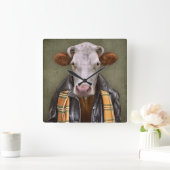 牛人 スクエア壁時計 (ホーム)