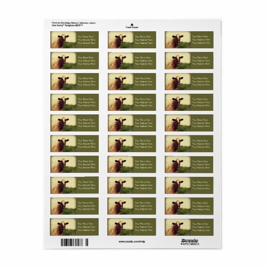 牛写真 ラベル (フルシート)