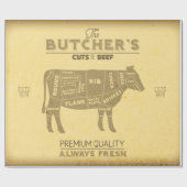 牛動揺して牛ダイアグラムシェフの肉切り ラッピングペーパー (フラット)