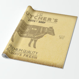 牛動揺して牛ダイアグラムシェフの肉切り ラッピングペーパー