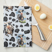 牛動物模様デザイン キッチンタオル (四つ折り)