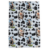 牛動物模様デザイン ミディアムペーパーバッグ (裏面)