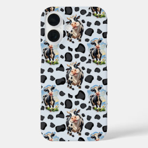 牛動物模様デザイン iPhone 16ケース