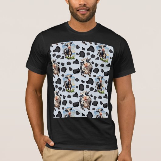 牛動物模様デザイン Tシャツ (正面)