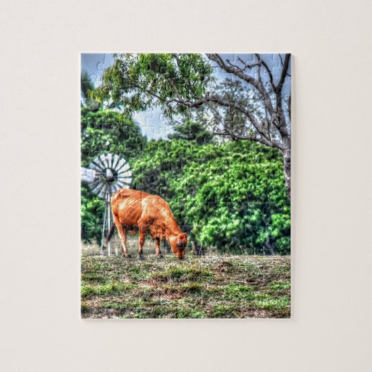 牛及び風車田園クイーンズランドオーストラリア ジグソーパズル (縦)