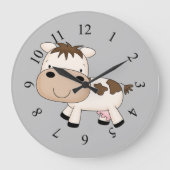 牛図解入りの、写真付きのデザイン ラージ壁時計 (正面)