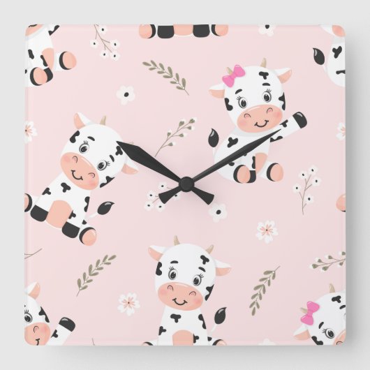 牛大国 スクエア壁時計 (正面)