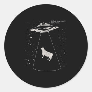 牛好き おもしろい Cow Milk UFO飛んでいる Soser ラウンドシール