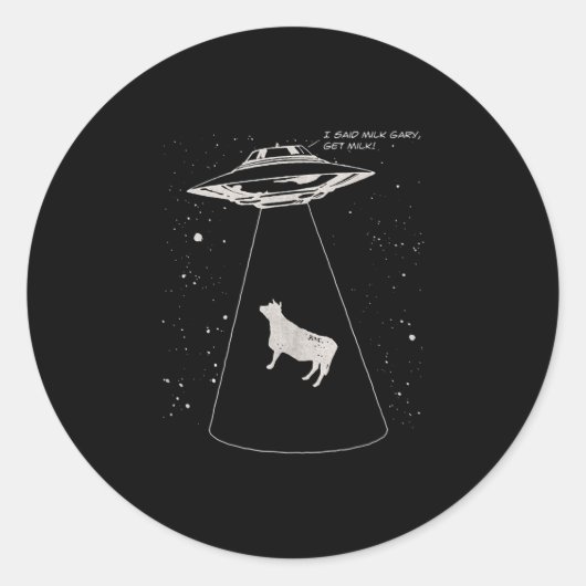 牛好き おもしろい| Cow Milk UFO飛んでいる Soser ラウンドシール (正面)