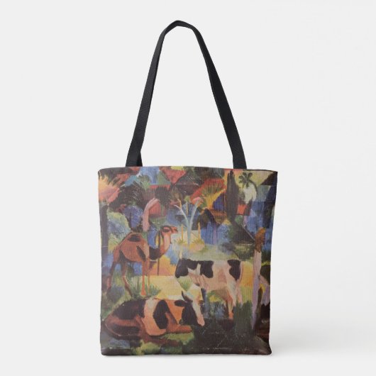 牛威厳があるとラクダで風景を見る トートバッグ (裏面)