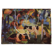 牛威厳があるとラクダで風景を見る ラージペーパーバッグ (正面)