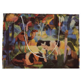 牛威厳があるとラクダで風景を見る ラージペーパーバッグ (裏面)