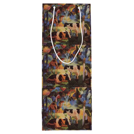 牛威厳があるとラクダで風景を見る ワインギフトバッグ (裏面)