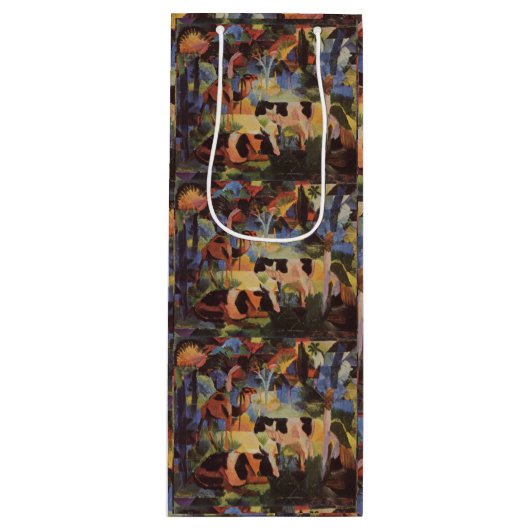 牛威厳があるとラクダで風景を見る ワインギフトバッグ (正面)