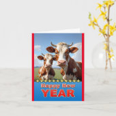 牛年大吉 カード (黄色い花)