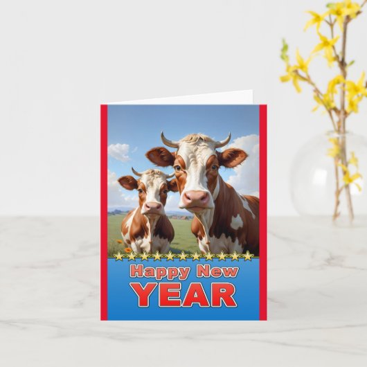 牛年大吉 カード (黄色い花)