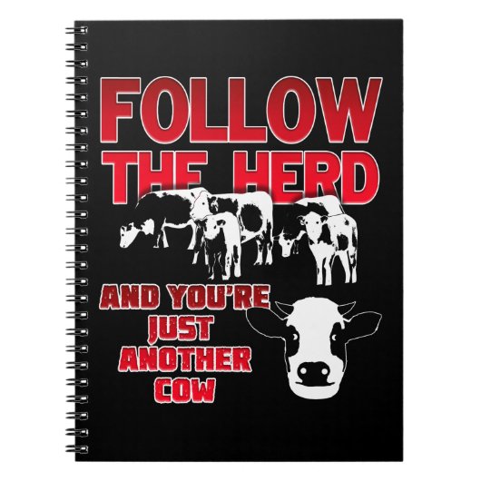 牛後を追の群れとあなたはちょうど別の牛（暗い） ノートブック (正面)