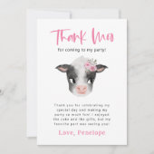 牛感謝していモー女の誕生日パーティー サンキューカード (正面)