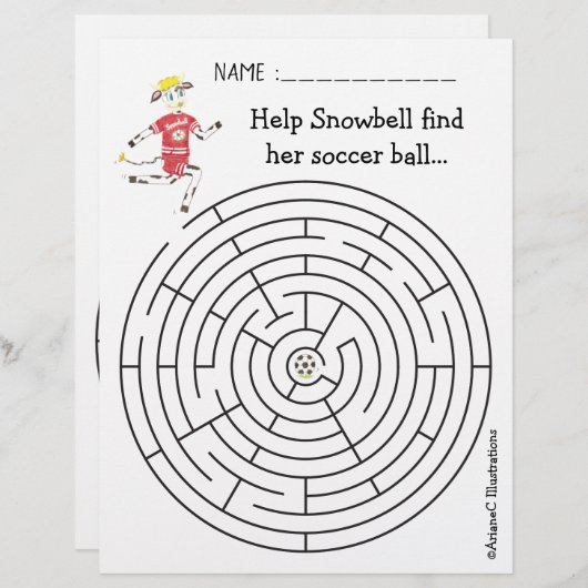 牛救済のスノーベル彼女のサッカーボール迷路を見つける (正面/裏面)