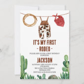 牛柄のカウボーイ　ファーストロデオ 招待状 (正面)