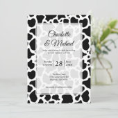 牛柄の背景を使った結婚式の招待状 (スタンド正面)