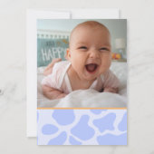 牛柄の1歳の誕生日パーティーに誰がMOOO-D? 招待状 (裏面)