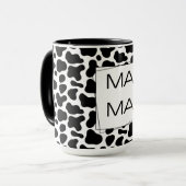 牛柄の「MAMA」太字デザイン マグカップ (正面左)
