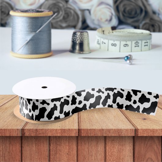 牛柄カウガールカントリー農場動物 サテンリボン