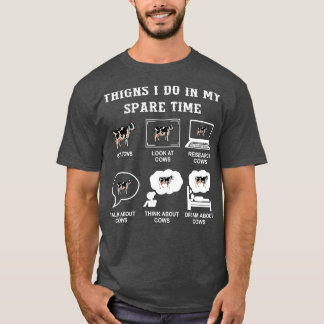 牛柄シャツ 私の暇な時間にすること 牛愛好家 F Tシャツ