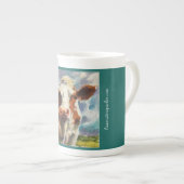 牛水彩画が付いているマグ ボーンチャイナマグカップ (正面右)