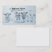 牛牛鉛筆のスケッチの農家の名刺 名刺 (正面/裏面)