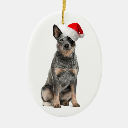 牛犬のクリスマスのオーナメント セラミックオーナメント (正面)