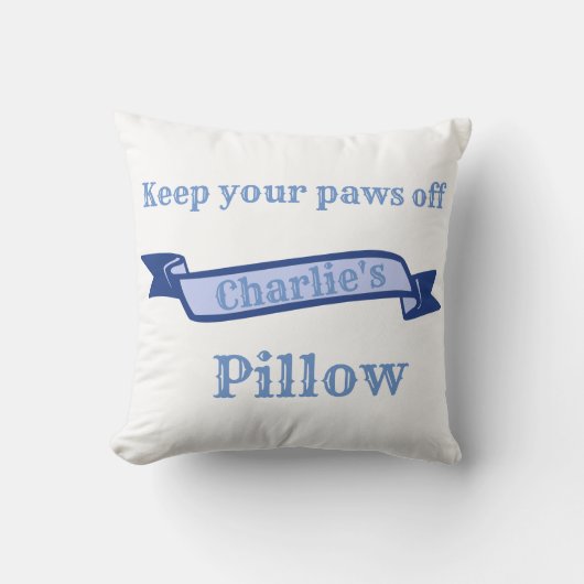牛犬のパパの青い水彩画は名前を加えます クッション (正面)
