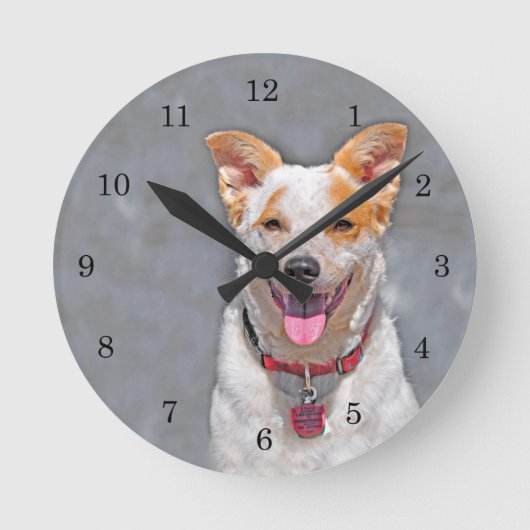 牛犬の救助 ラウンド壁時計 (正面)