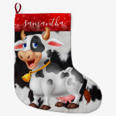 牛白黒クリスマスストッキング ラージクリスマスストッキング (正面)