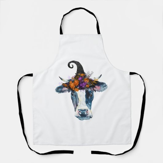 牛白黒ハロウィーンウィッチ エプロン (正面)