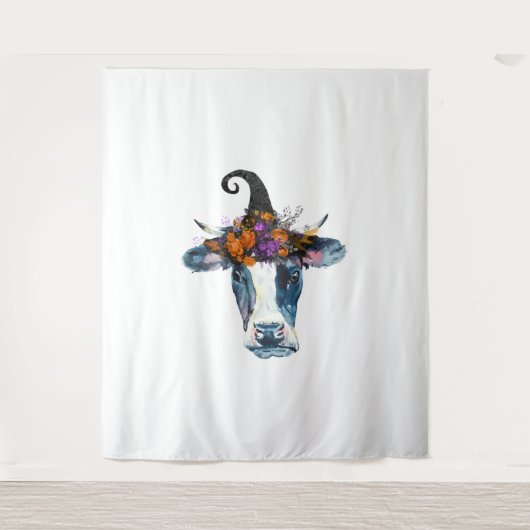 牛白黒ハロウィーンウィッチ タペストリー (正面)