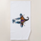 牛白黒ハロウィーンウィッチ ビーチタオル (正面)