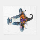 牛白黒ハロウィーンウィッチ フリースブランケット (正面(横))