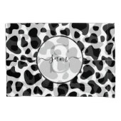 牛白黒パッチのモノグラムピロロケース 枕カバー (正面左)