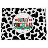 牛白黒パッチメリークリスマス ラージペーパーバッグ (正面)