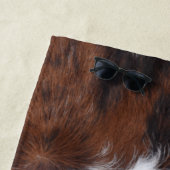 牛皮茶色の白いビーチ ビーチタオル (インサイチュ)