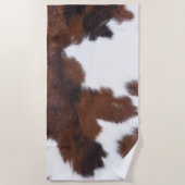 牛皮茶色の白いビーチ ビーチタオル (正面)