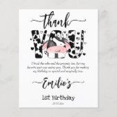 牛納屋周囲の庭誕生日パーティーサンキューカード (正面)