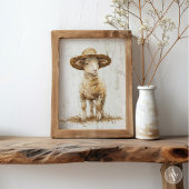 牛素朴のヴィンテージ絵画子羊 ポスター